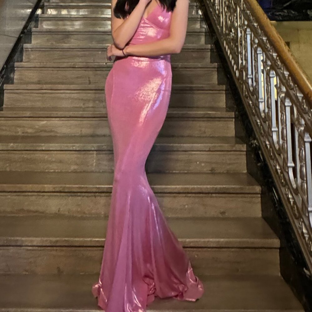 Mermaid Fishtail Gown in Candy Pink - Norma Kamali/Revolve - Picture 4 of 4